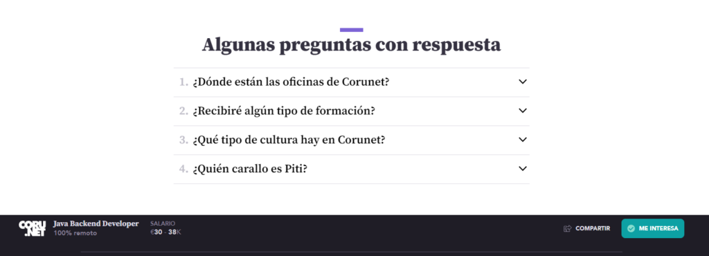 FAQs en las ofertas